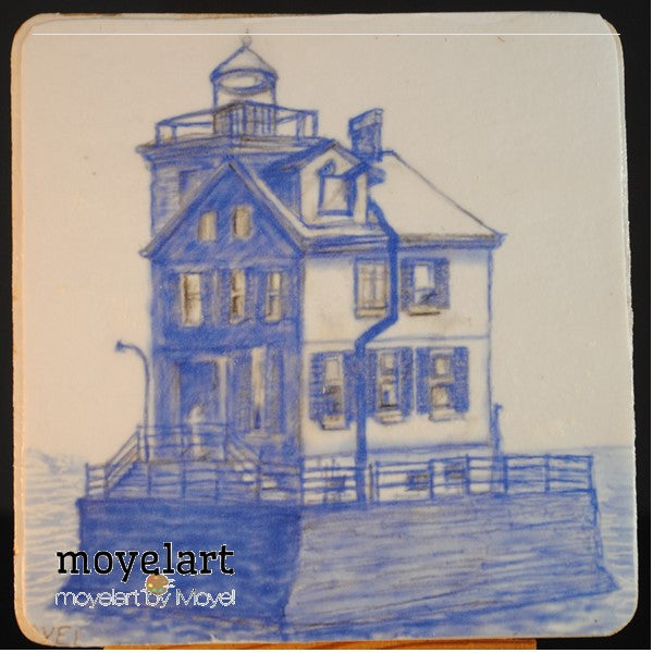 4 x 4 wooden plaque Lorain lighthouse