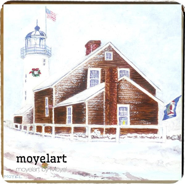 4 x 4 wooden plaque Christmas Lighthouse