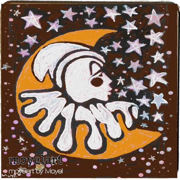 4 x 4 wooden plaque Clown Dream