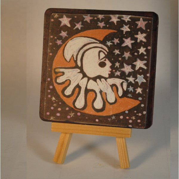 4 x 4 wooden plaque Clown Dream
