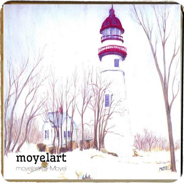 4 x 4 wooden plaque Marblehead Lighthouse